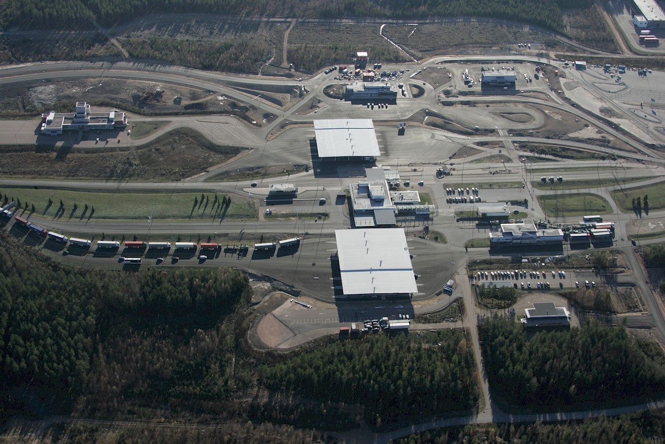 Aerial photograph of Vaalimaa border crossing point